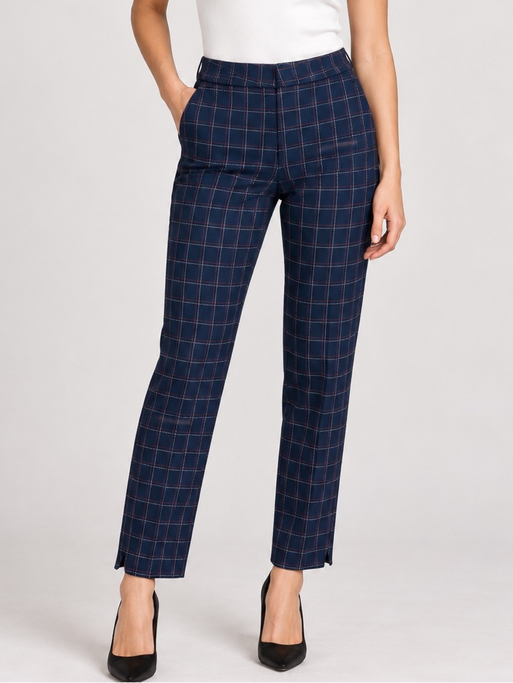 Banana Republic Navy Plaid Straight Leg Pants